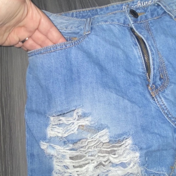 Machine Pour Neuf Mode Cut-Off Denim Jean Shorts Frayed Distressed Sz Medium. - Picture 8 of 12